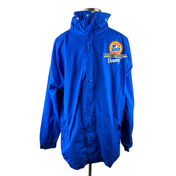 Tide Downy Jacket Blue Nylon Embroidered Full Zip Shell Windbreaker Men's XL - Picture 14 of 15